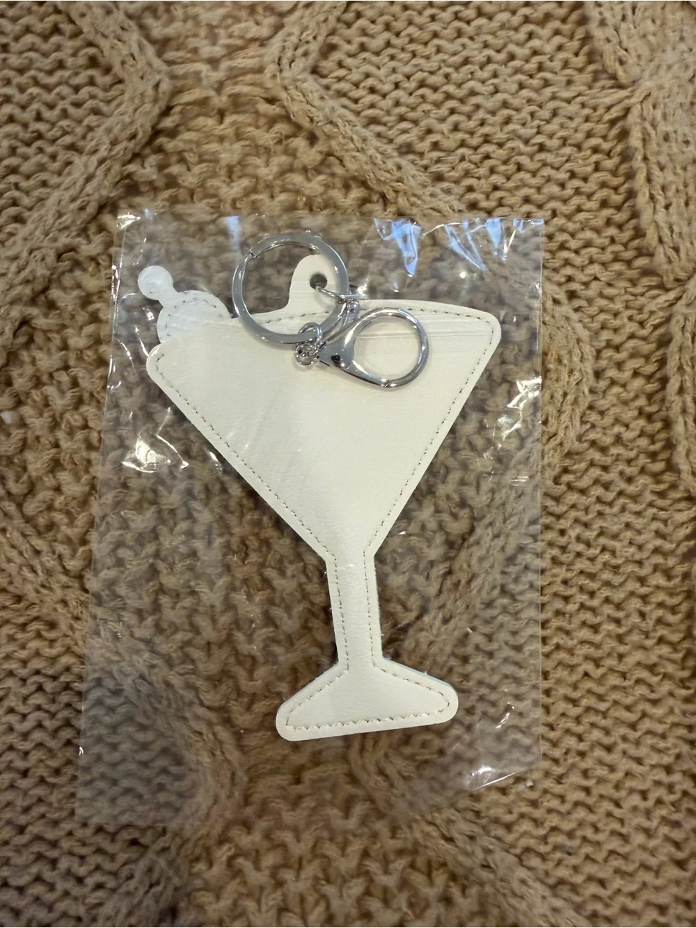 Martini glass with olives keychain sunglasses holder bag charm